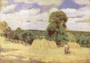 Camille Pissarro Harvest at Monfoucault oil painting reproduction